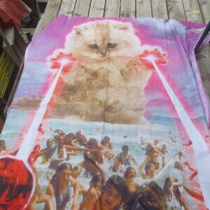 Brand New Vengeful Cat Laser Paws Attacking People on the Beach Shower Curtain